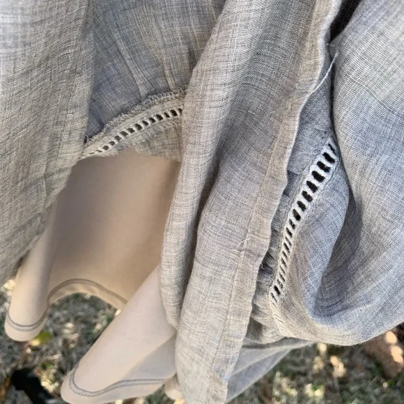 CRESCENT gauzy flowy skirt empire waist baby doll dress tie sleeve spring summer - Picture 12 of 17